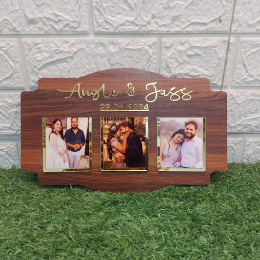 Couple Frame Customized Wooden Photo Frame with Name & Date – Perfect Couple Gift