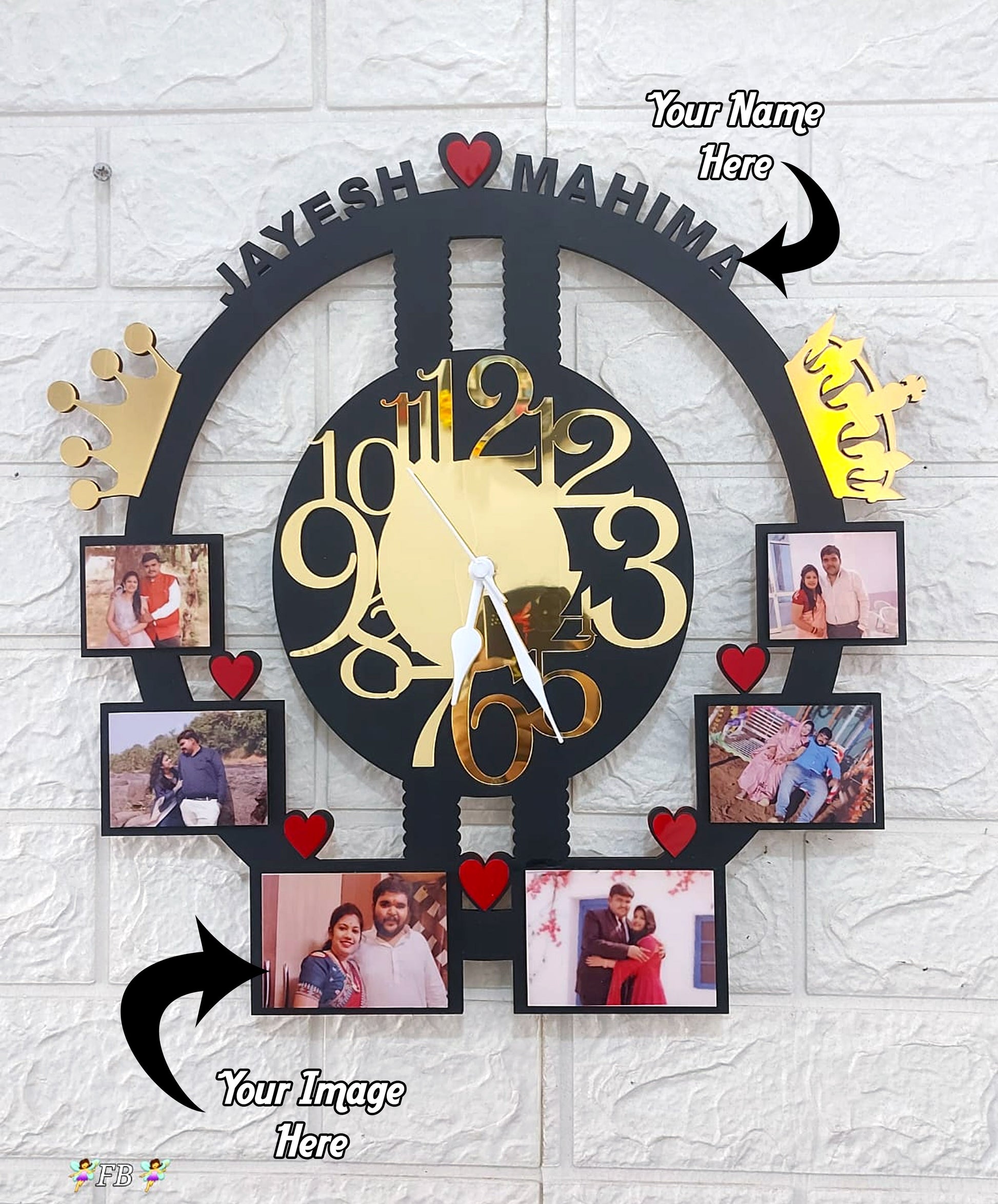 Couple Special Photo Wall Clock with Name - Fairycustomized