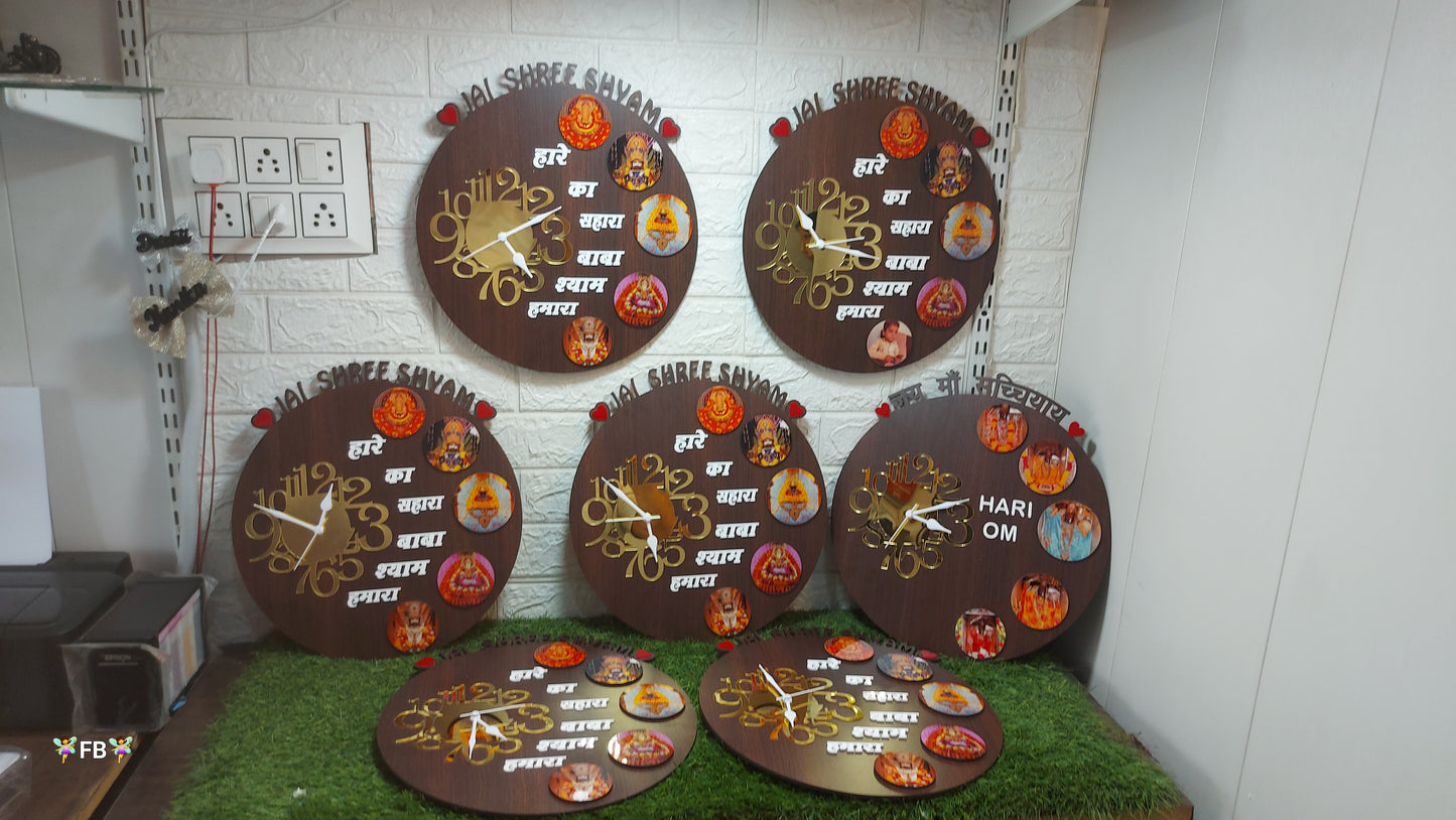 Khatu Shyam ji Wooden Wall Clock