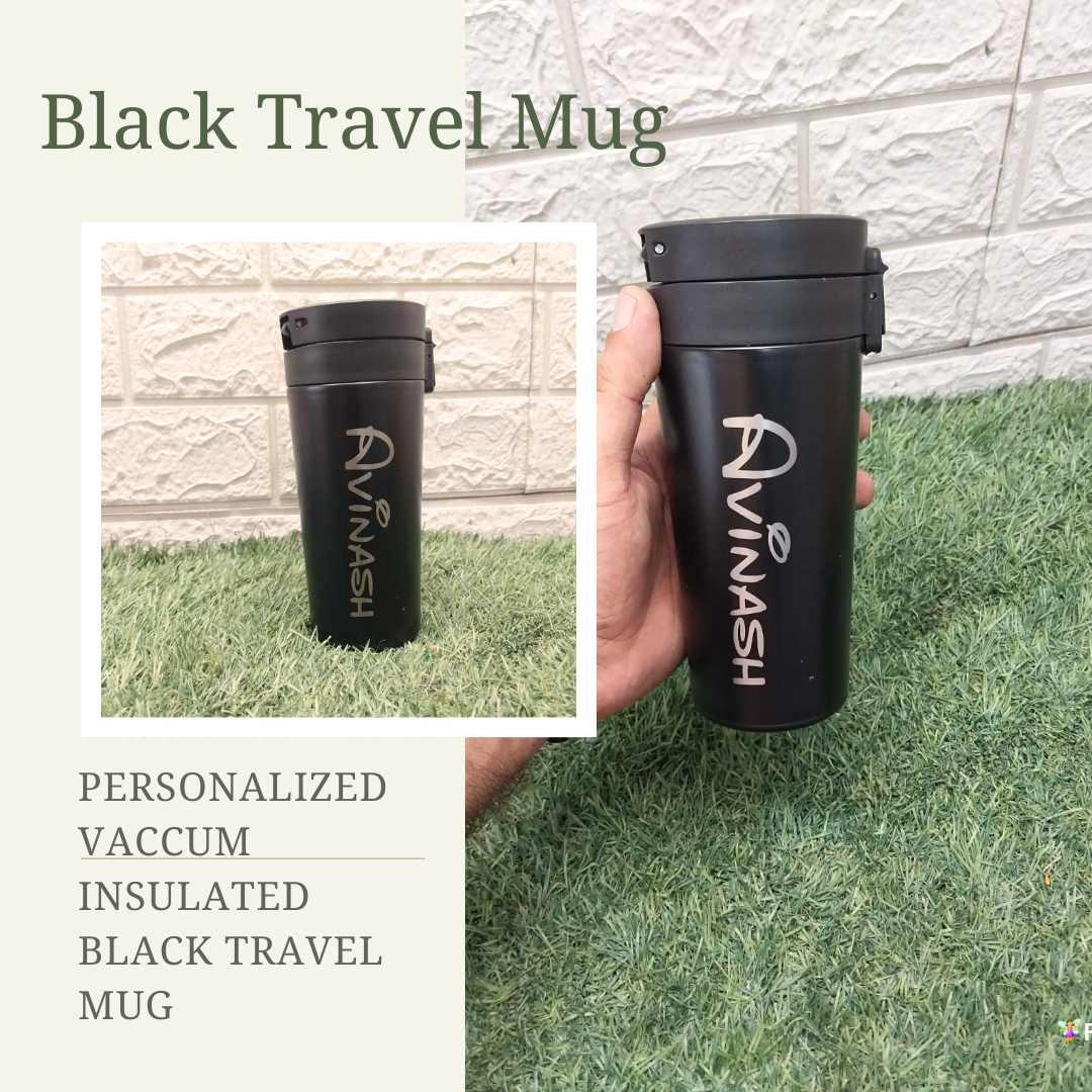 Personalized Vacuum Insulated Black Travel Mug