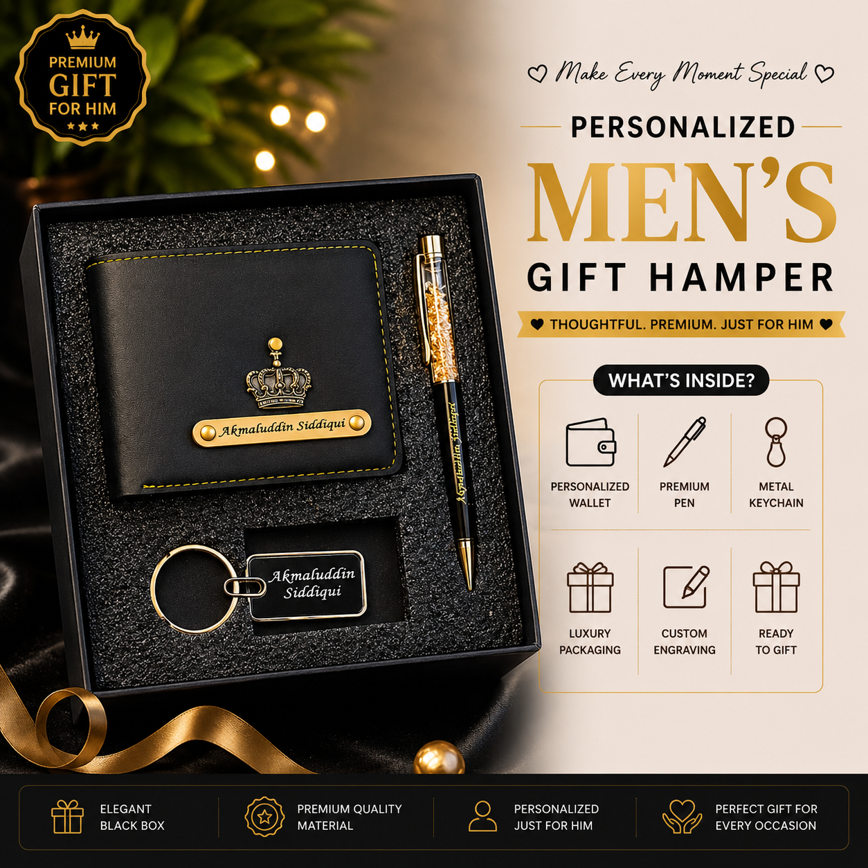 Personalized Men’s Wallet Gift Set – Premium Customized Gift Hamper