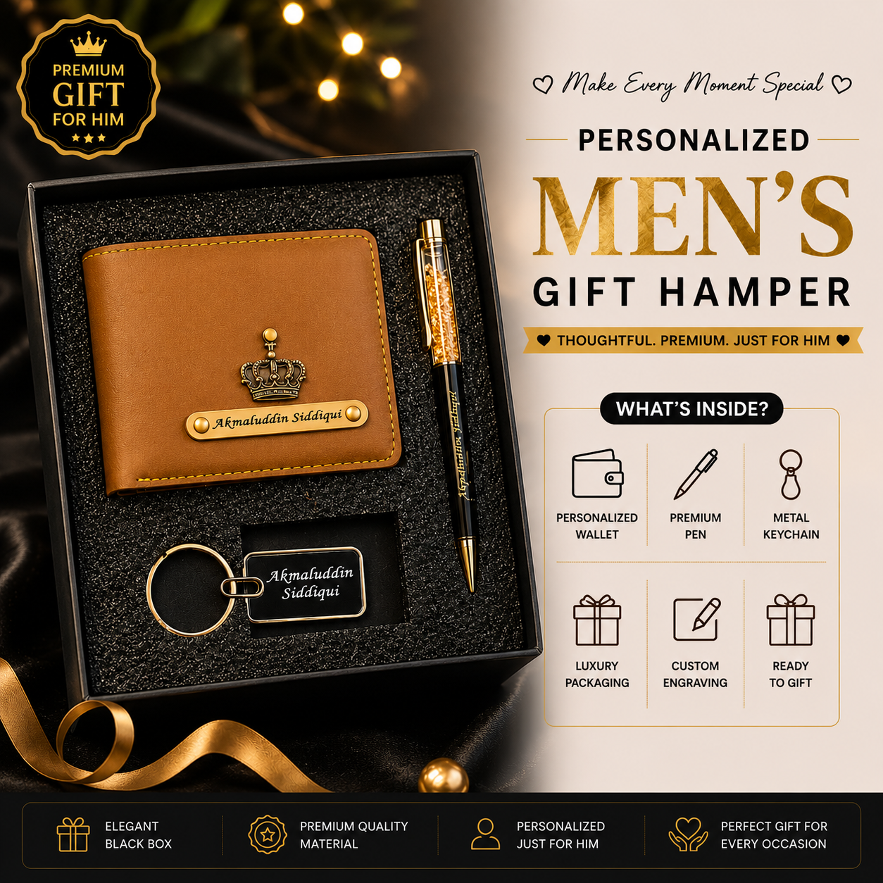 Personalized Men’s Wallet Gift Set – Premium Customized Gift Hamper
