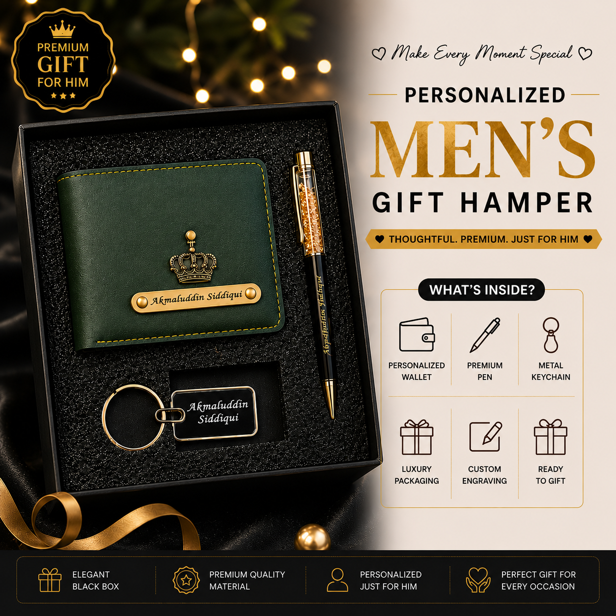 Personalized Men’s Wallet Gift Set – Premium Customized Gift Hamper