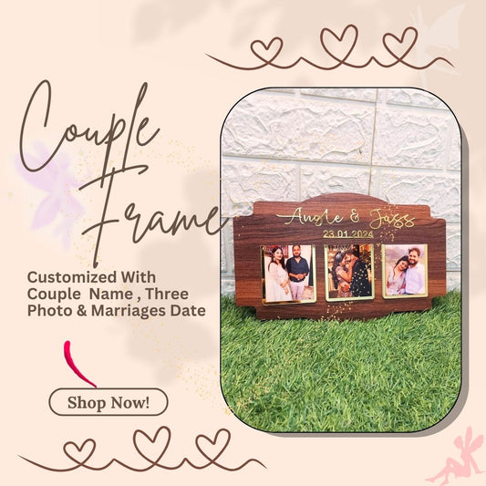 Couple Frame Customized Wooden Photo Frame with Name & Date – Perfect Couple Gift