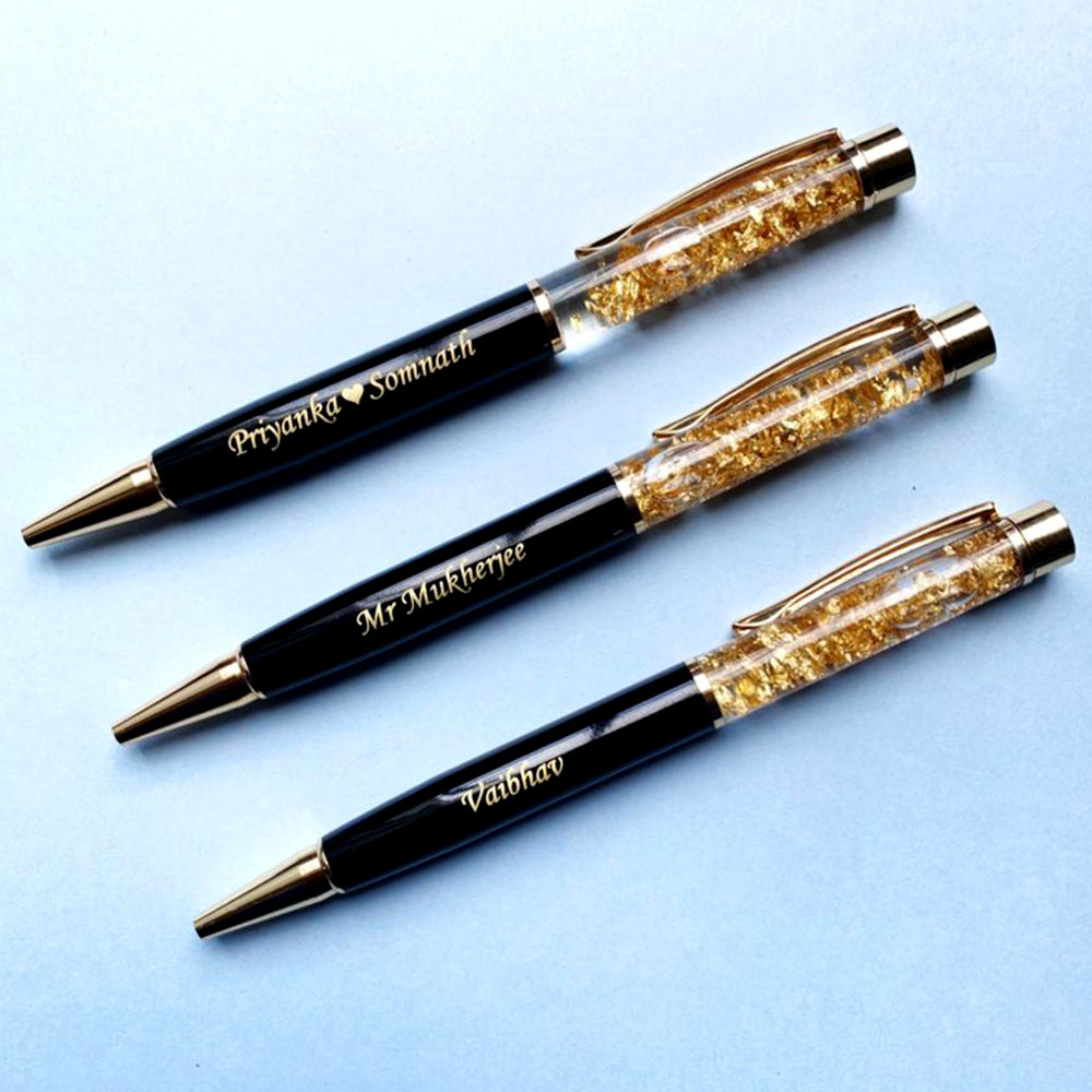 Personalized Black Color Gold Flack Pen - Fairycustomized