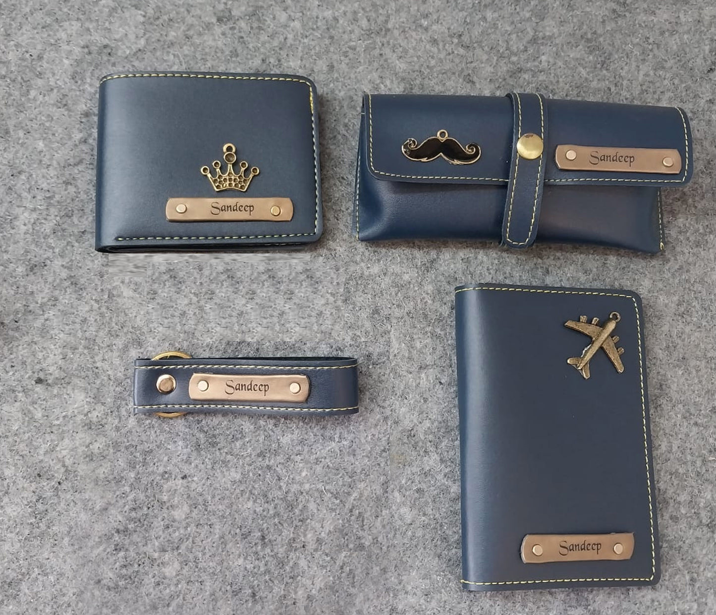 Men's Combo: Customized Wallet, Sunglass Case, Keychain, and Passport Cover