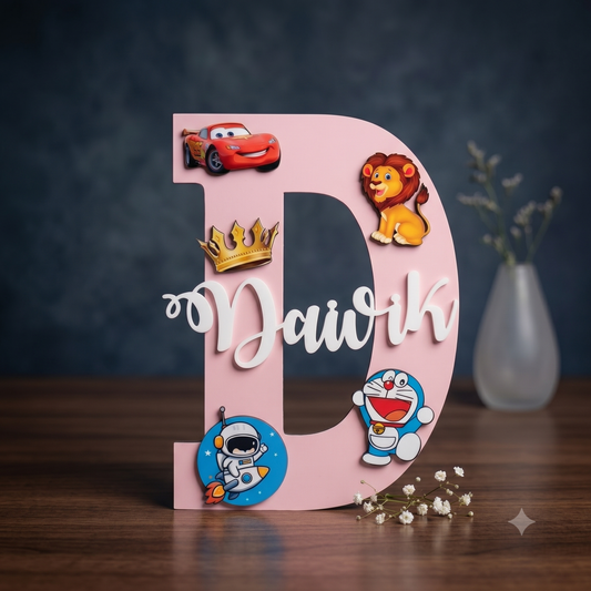 Customized Kids Name Initial Frame with Acrylic Name