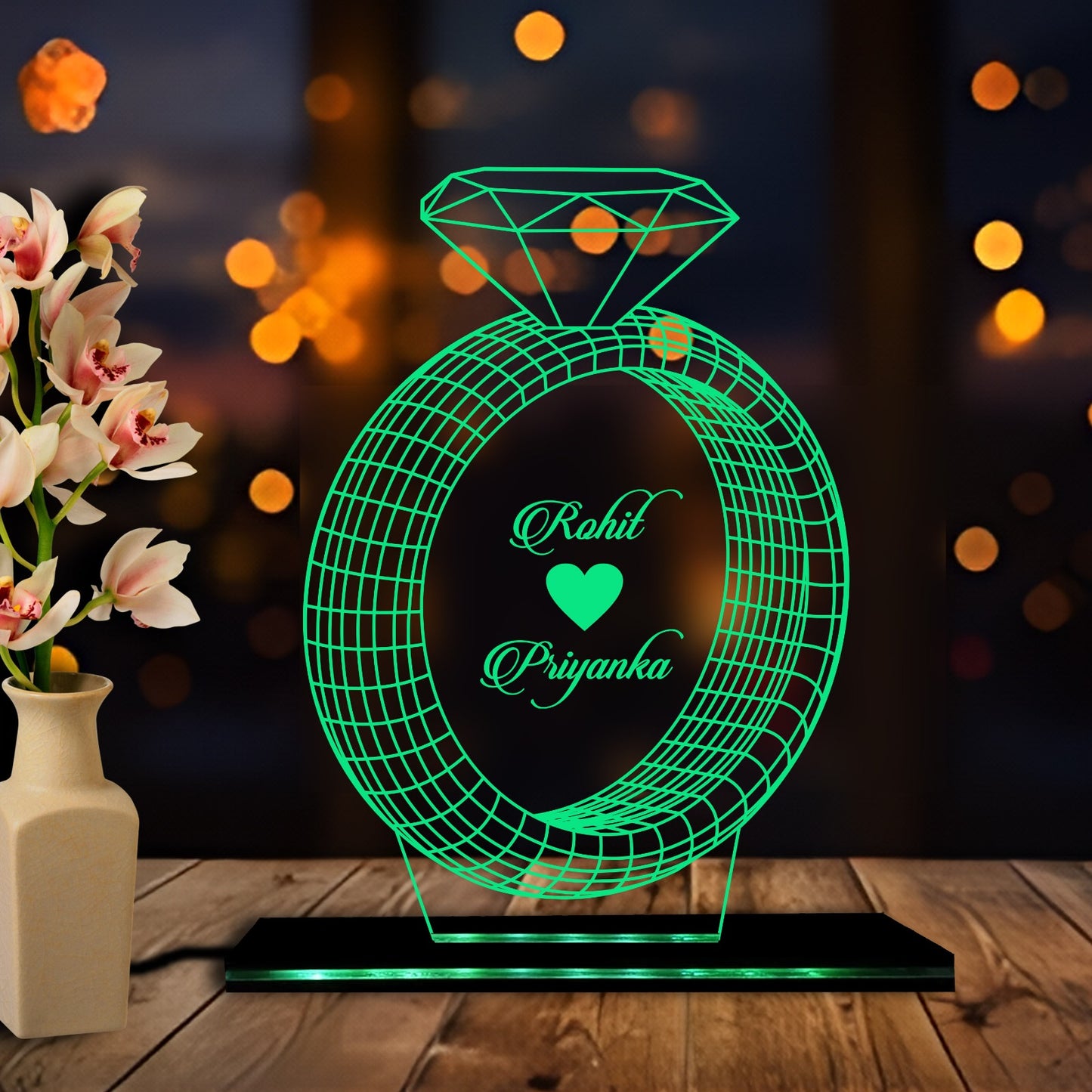 3D ACYLIC  NAME IN RING LED LAMP