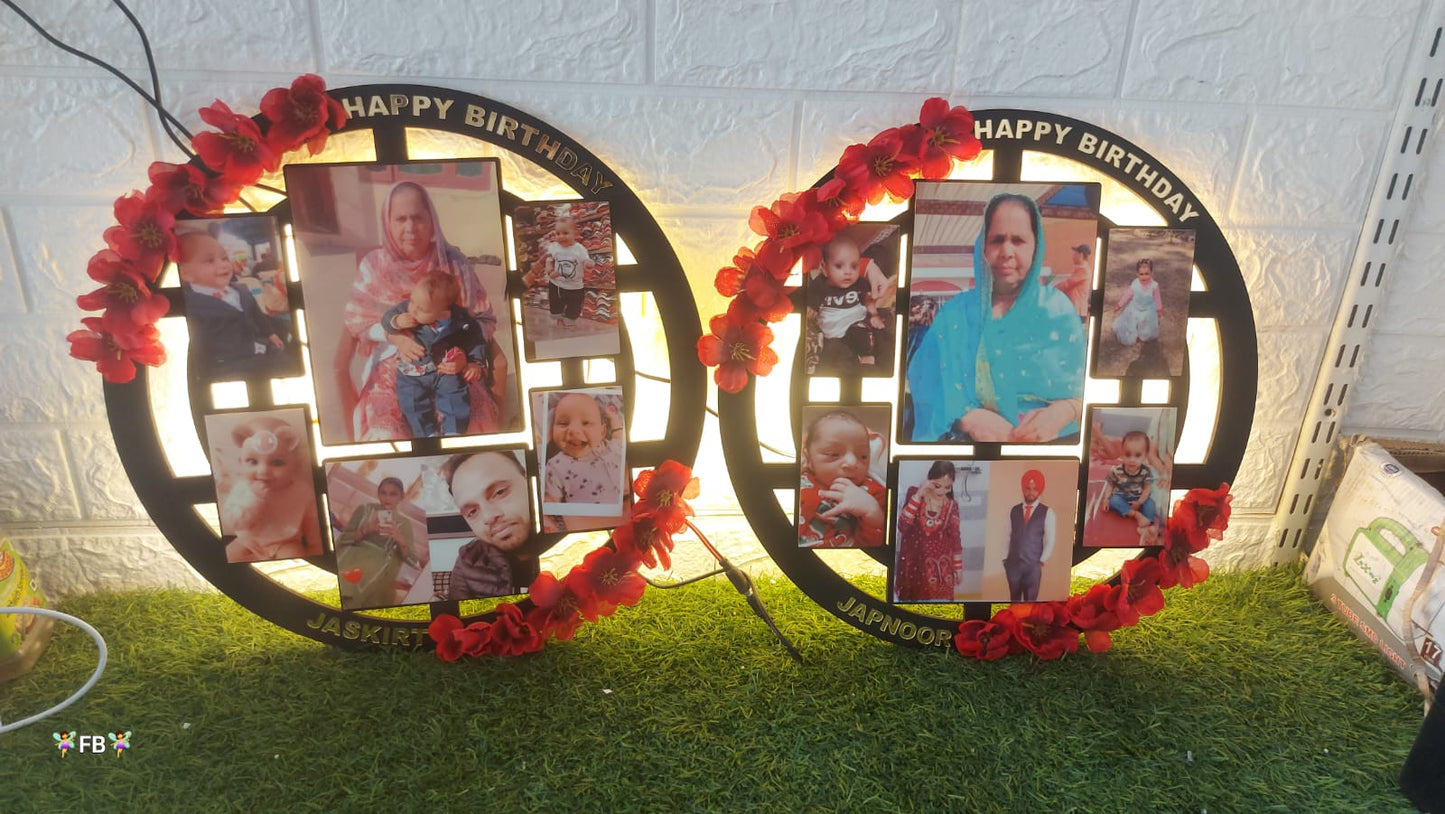 Personalized Round  wooden frame with  photo