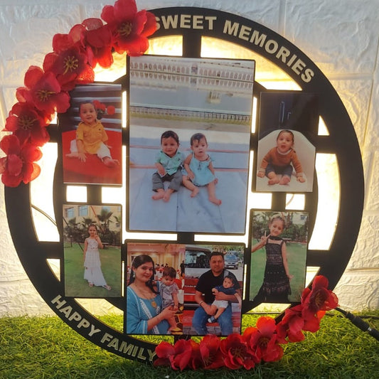 Personalized Round  wooden frame with  photo