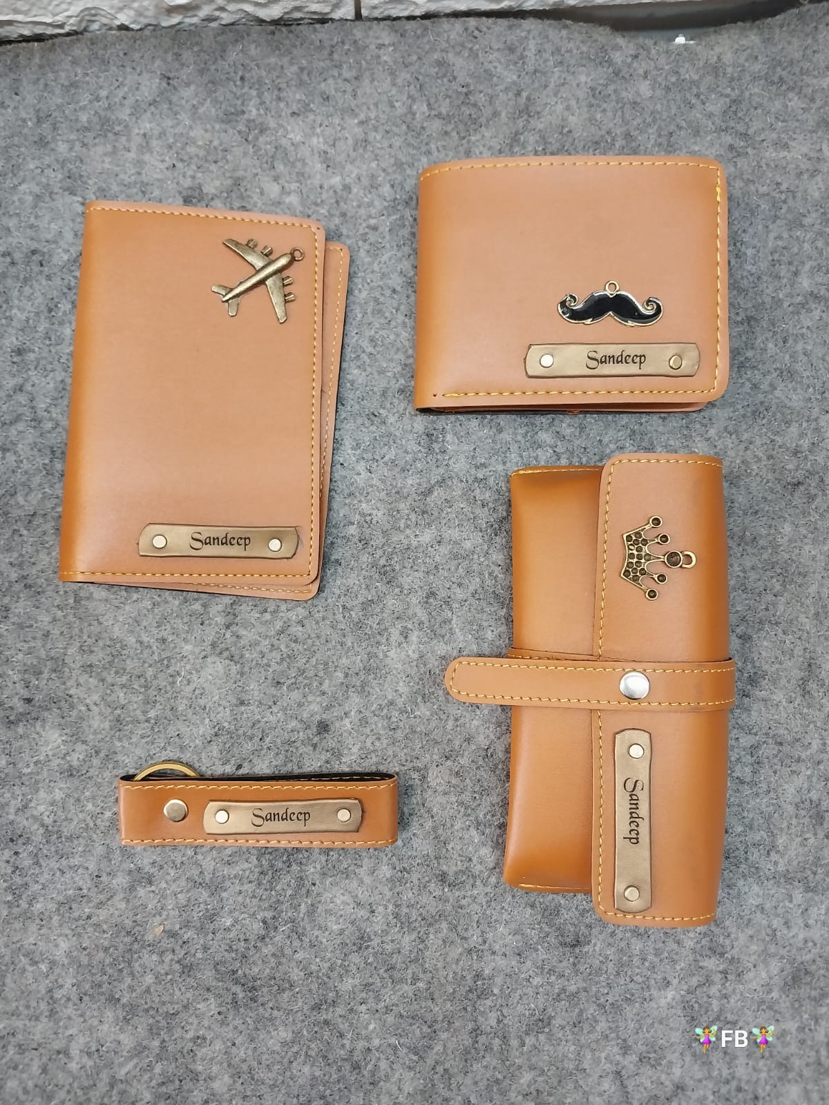 Men's Combo: Customized Wallet, Sunglass Case, Keychain, and Passport Cover