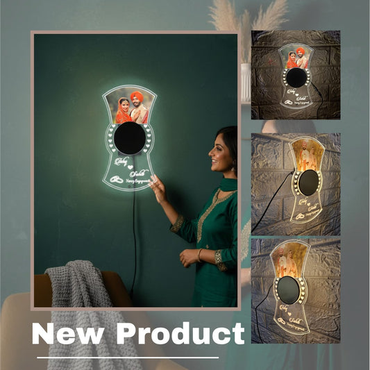 Customized Acrylic Photo Lamp with Name & LED Light – Wedding & Engagement Gift