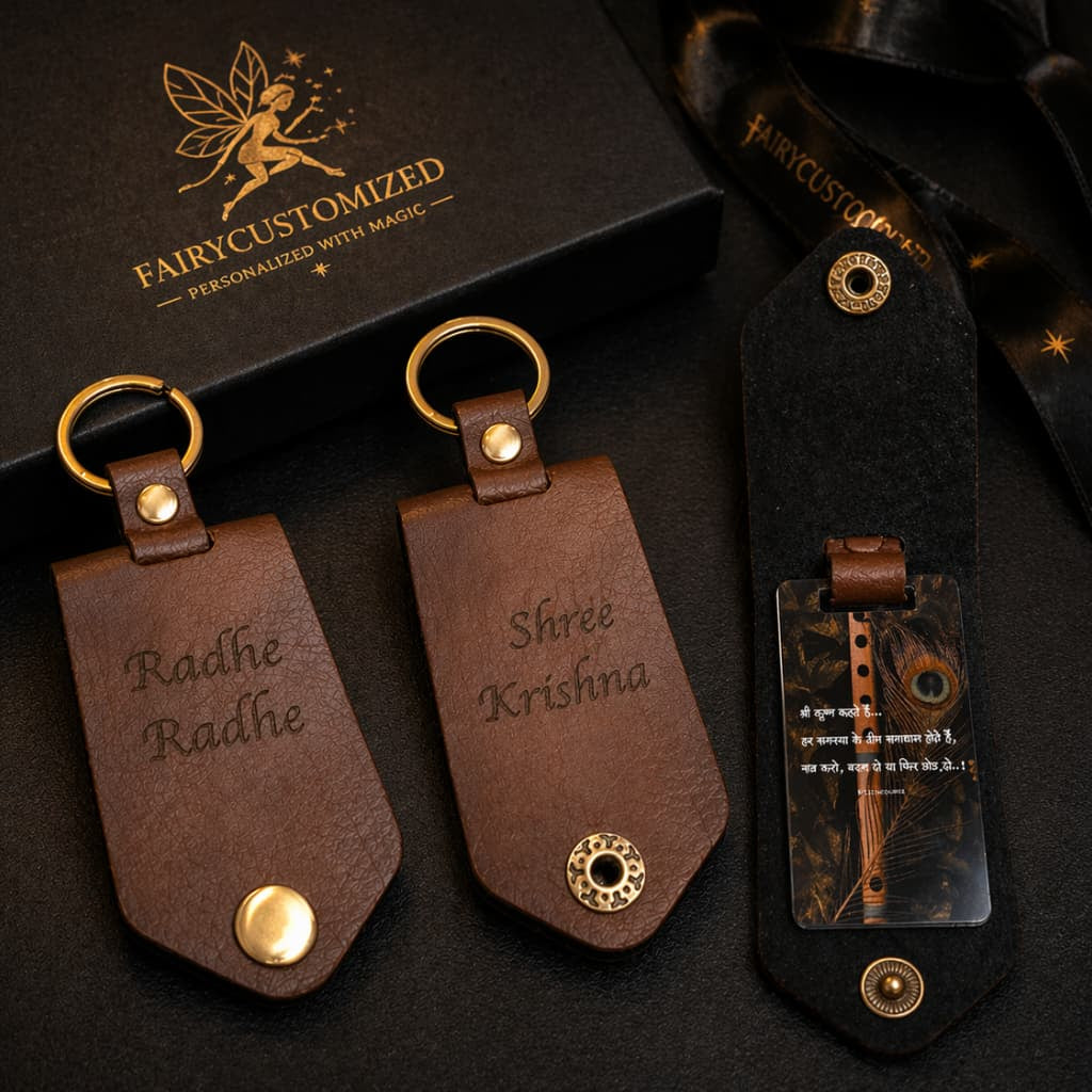 Customized Leather Keychain with Name Engraving | Premium Personalized Gift