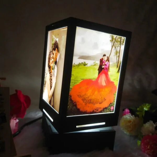 Customized Wooden Rotating Photo Lamp