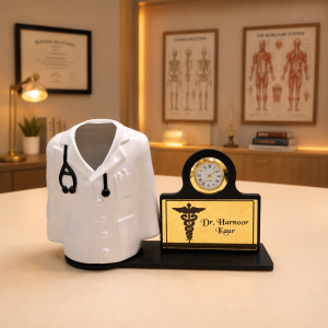 Doctor Desk Organizer with Name Plate & Clock