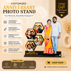 Customized Anniversary Photo Collage Table Top | Personalized Couple Photo Stand
