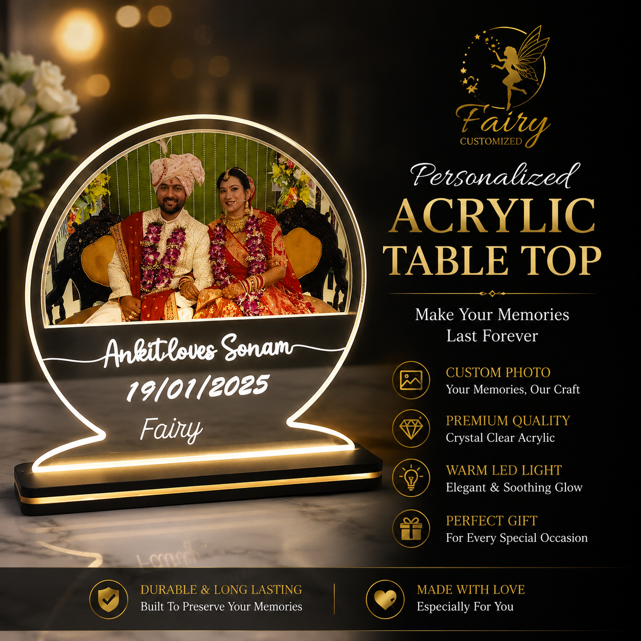 Personalized LED Acrylic Photo Lamp – A Timeless Gift of Love