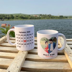 Personalized Photo Calendar Mug – Custom Couple Coffee Mug