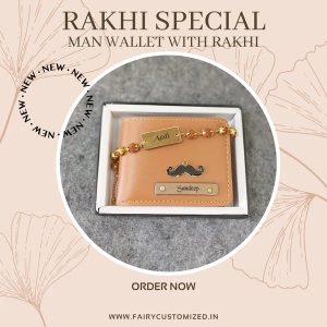 Customized Men's Wallet with Rakhi – Rakhi Special Gift