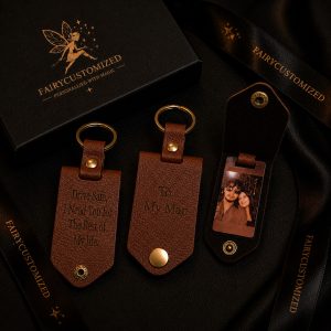 Personalized Leather Photo Keychain Set – A Gift Filled with Love & Memories