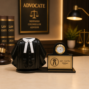 Personalized Advocate Desk Organizer with Name Plate & Clock