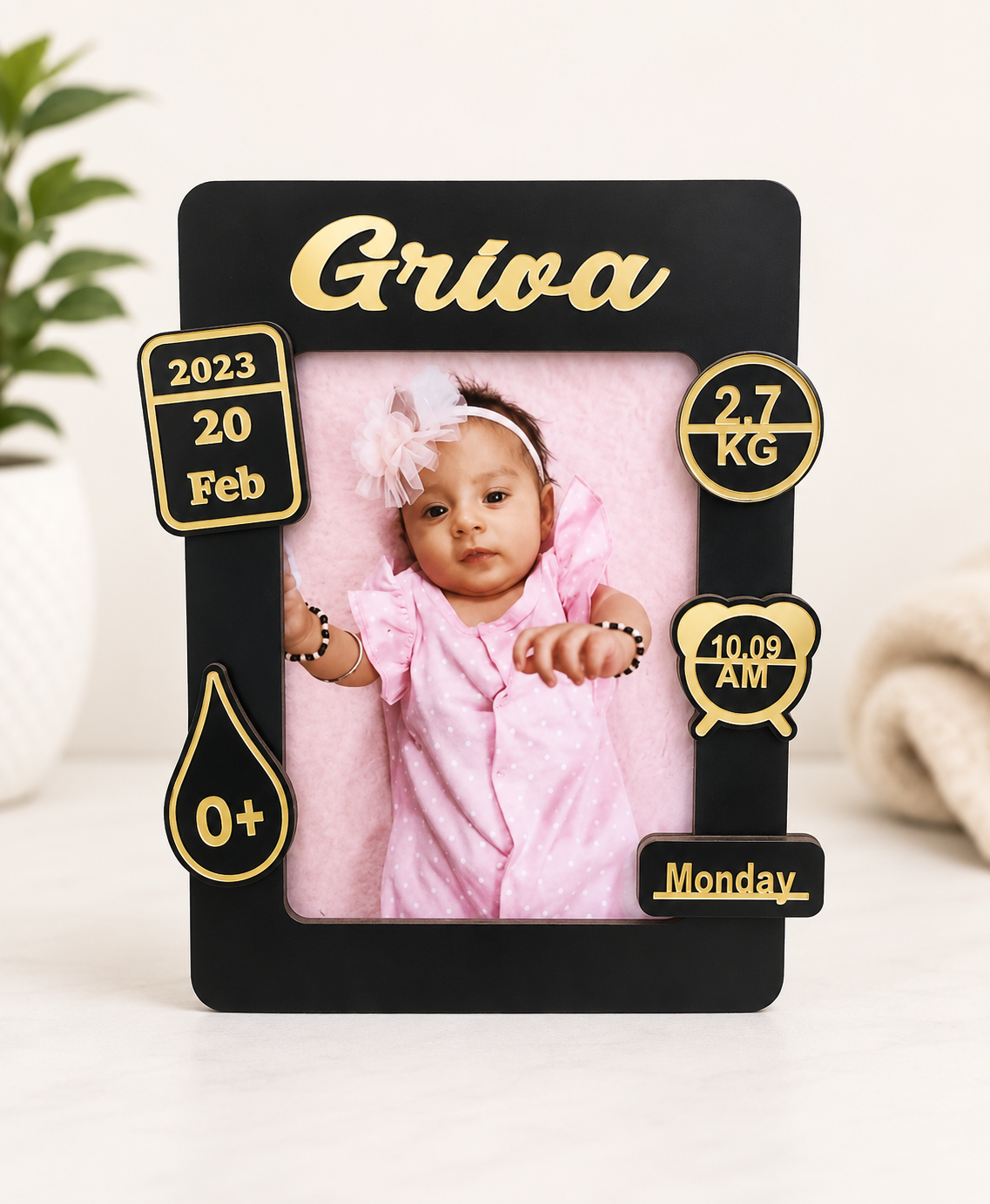 Personalized Baby Birth Details Photo Frame – Custom Newborn Memory Frame - Image 2