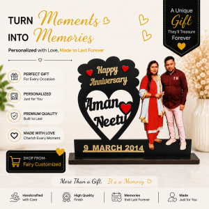 Personalized Anniversary Couple Table Top – Custom Photo & Name Gift