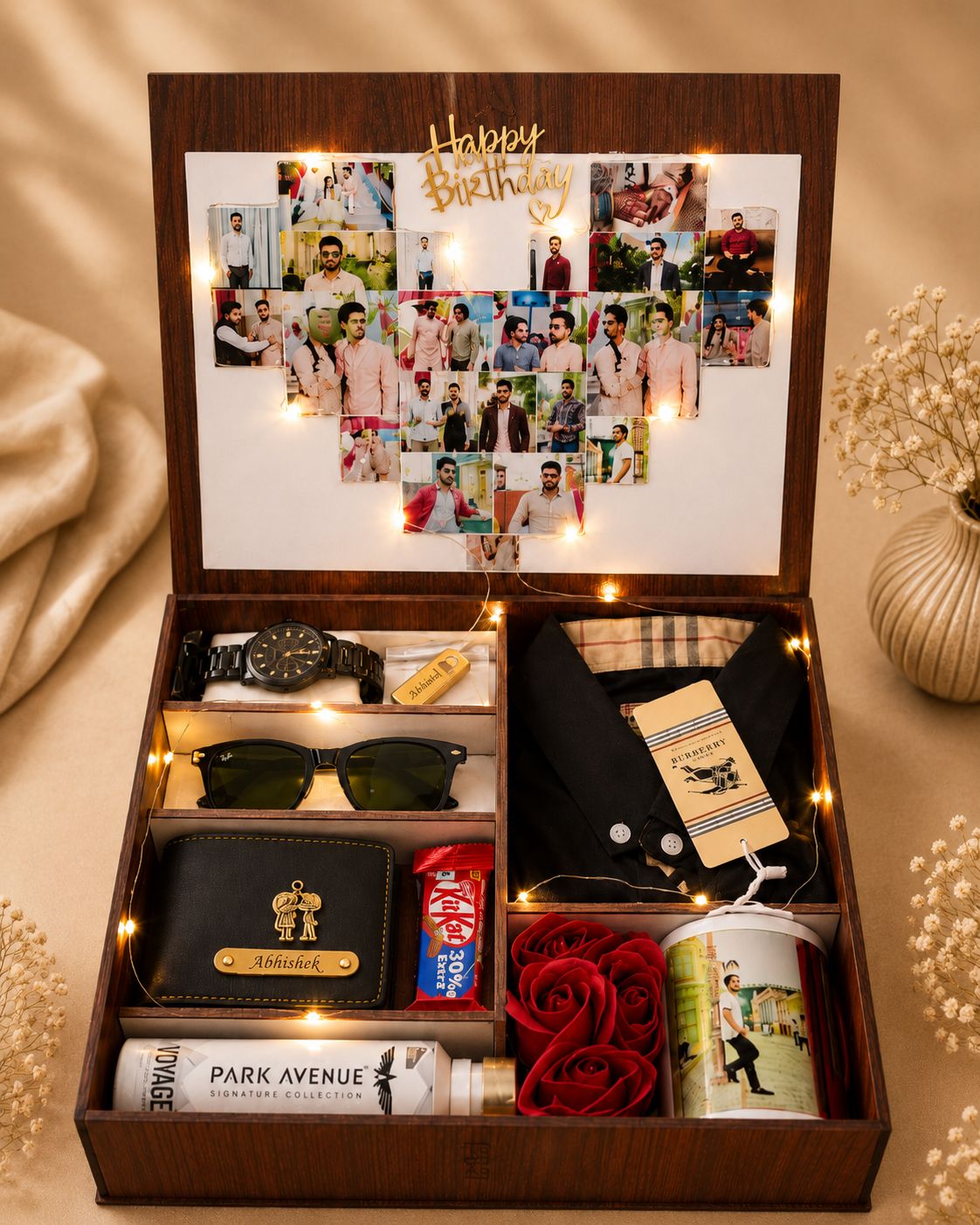 Personalized Luxury Gift Box with Photo Collage & LED Lights