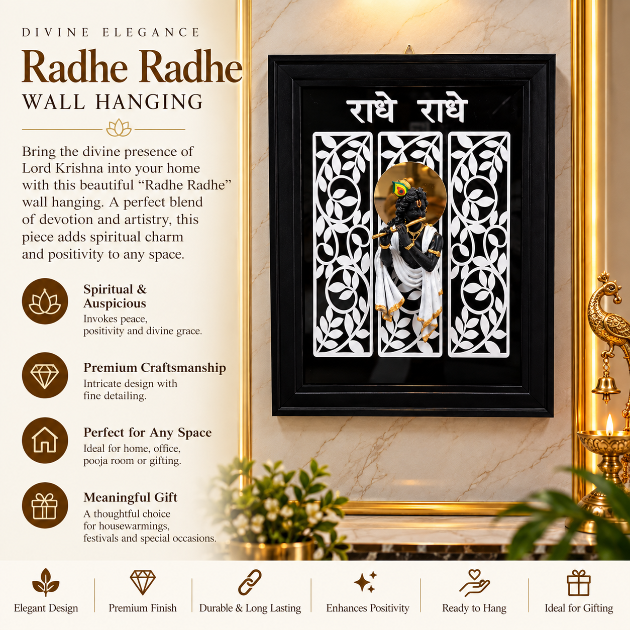 Radhe Radhe Krishna Wall Hanging – Premium Spiritual Decore - Image 2
